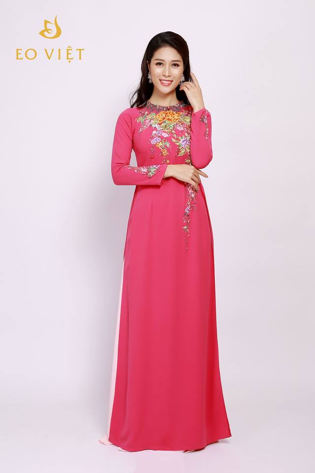 Áo dài đắp hoa đẹp TM020