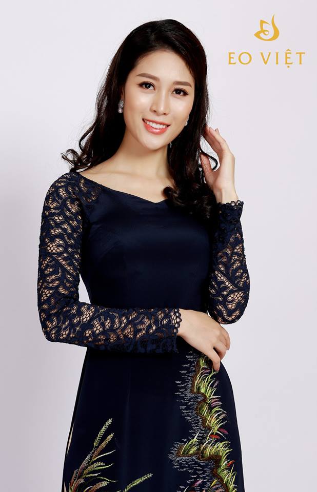Áo dài thêu chim công TM014